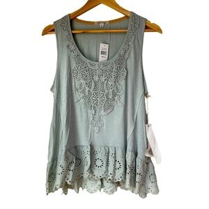 Taylor & Sage Vintage Mint Sleeveless Lace Summer Tank Top Medium